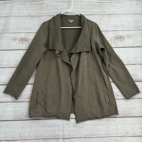 J. Jill Rough Hem Open Front Cardigan Sweater Women's Size‎ Small Olive Green - Picture 1 of 10